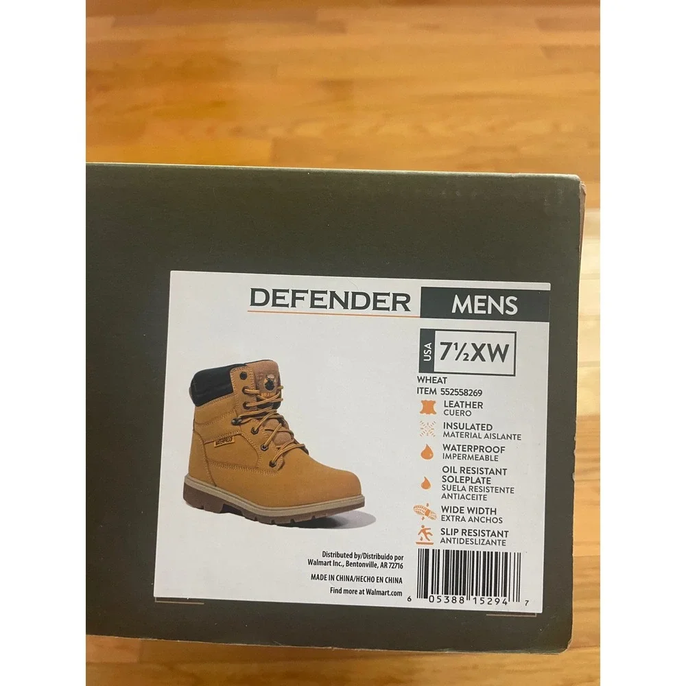 Brahma Defender Mens Work Boots Wheat Leather Waterproof Insulated 7.5 XW NEW